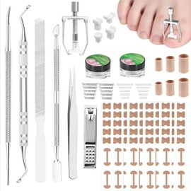 104 PCS Kit para Uñas Enterradas, Corrector de Uñas Encarnadas, Tiras en Forma de con Levantador de Uñas Encarnadas y Cortaúñas, Protectores de Dedos, Apto para Hombres y Mujeres
