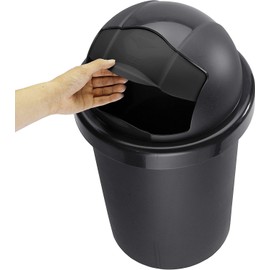 Rotho Roll Bob 1721308080 Rubbish Bin 30 L 35.5 x 35.5 x 59.5 cm Plastic Polypropylene waste basket in Black - Rubbish container with sliding lid, Waste bin, plastic