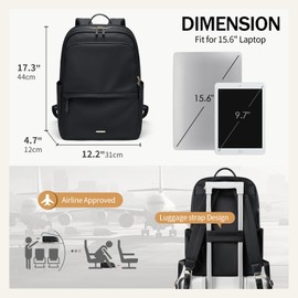 GOLF SUPAGS Women's Casual Daypack for Work Travel College Backpack Purse Fits 15.6 Inch Notebook (Black)