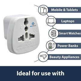 Pipestation UK to Switzerland Plug Adapter - 2 Pack - UK to Swiss Plug Adapter - Type G to Type J Swiss Adapter UK Plug - Universal UK Swiss Plug Adapter - Small, Light & Compact for Travel