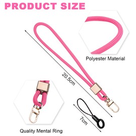 Vicloon Lanyard, nylon lanyards with carabiner, lanyards with rotating metal clip, removable neck lanyard, long wrist paracord key ring, Pink-Short