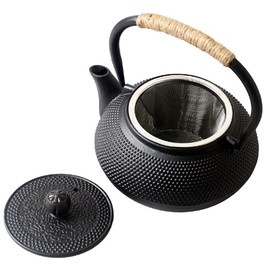 DLiQ 800ML/ 27 Ounce Cast Iron Teapot,Japanese Cast Iron Teapot Tea Kettle Pot with Stainless Steel Infuser for Stovetop Safe Coated with Enameled Interior