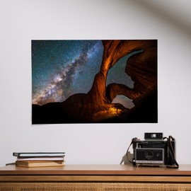 Lantern Press 16x24 Inch Giclee Print, Milky Way and Double Arch, Arches National Park Nightscape, Utah