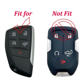 AYGUCEKE Silicone Key Fob Cover fit for 2022 2023 2024 2025 Chevy Silverado 1500 Traverse GMC Sierra 1500 2500HD 3500HD Buick Enclave Keyless Entry Key Fob 5 Buttons (Black A+Black B)