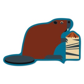 Die Cut Sticker Beaver and Log, Geometric, Contour Vinyl Sticker 3 to 6 inches, (Waterproof Decal for Cars, Water Bottles, Laptops, Coolers), Large