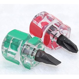 Deal Maniac Mini Ultra Short Stubby Screwdriver Set 2 Pieces 1 Phillips, 1 Flat Head, Sewing Machine Repair Performance Tool, Suitable for Tight Spaces & DIY Repairs A must have for every toolbox