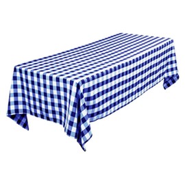 TEKTRUM PREMIUM QUALITY 52 X 70 INCH 52"X70" RECTANGULAR TABLECLOTH CHECKER - THICK/HEAVY DUTY/DURABLE FABRIC (Blue and White)