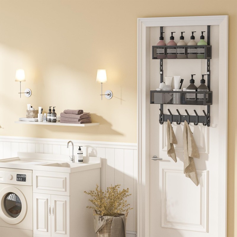 LUCYCAZ Adjustable Over The Door Hooks Organizer, Over The Door