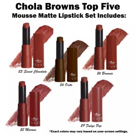 Italia Deluxe Top Five Mousse Matte Lipstick Set. Choose Your Color. Ships Free! - Chola Browns