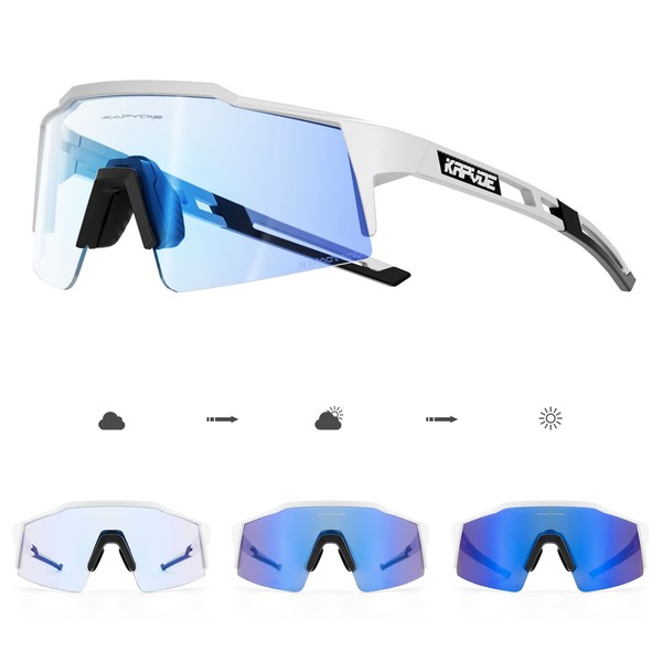 KAPVOE Photochromic Cycling Glasses Men Women Sunglasses MTB Mountain Bike Clear Riding 03 BLUE