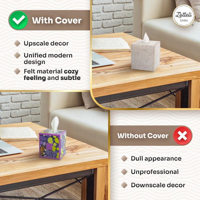 2 Pack Tissue Box Cover - Decorative Tissue Box Holder