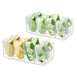 Clear Acrylic Kids Shoe Rack, 4 Section Stackable Shoe Storage Organizer for Closet, Baby & Toddler Shoes, Space Saving Book Holder Magazine Dividers, Desk File Sorter, Book Purse Organizer (2 Pack)