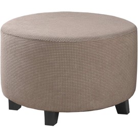 DKSLIPGO Ottoman Cover Stretch Ottoman Slipcover Round Ottoman Storage Cover Folding Stool Covers Furniture Protector Cover (Taupe,Medium)