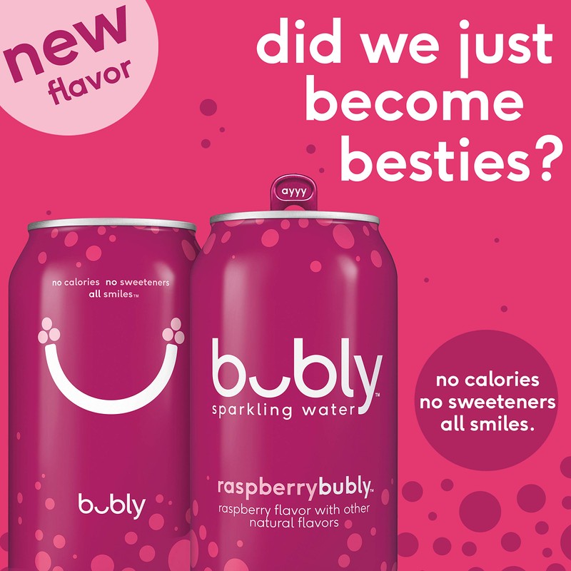 Bubly Sparkling Water, Raspberry, 12 Fl Oz (pack of 8)