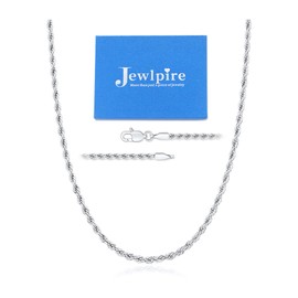 Jewlpire Silver Chain for Men, 4mm Rope Chain Necklace Silver Chain Necklace for Men Sturdy Men's Chain Necklaces, 16 Inch
