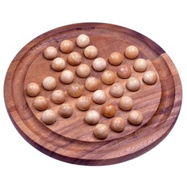 Solitaire Extra Large Round with Balls – 26 cm Diameter Solitaire Intelligence Toy Puzzle Game – Puzzle Made of Samena Wood