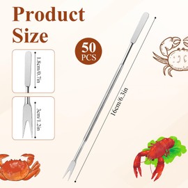 Worldity 50 Pcs Stainless Steel Seafood Forks, 6.3 Inch Crab Tools for Eating, Quick Lobster Cracker Tool, Crab Leg Picks Fork for Restaurant, Birthday Wedding Party