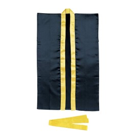 Artec 14453 Athletic Day Happy, Soft Satin Long Happy, Sleeveless (With Hachimaki), L Size, Black (Gold Collar)