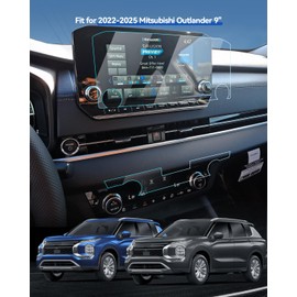 LANTU 2PCS Car Screen Protector for 2022-2025 Mitsubishi Outlander(SE, Black Edition, SEL) Accessories Navigation& AC Nano Touchscreen Protector Film HD Clear Bubble Free 9''