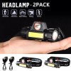 2x 1200000LM LED Headlamp Rechargeable Headlight Zoom Head Torch Lamp
