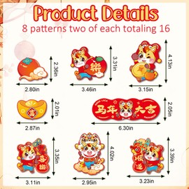 LANGFON 16 PCS Chinese New Year Refrigerator Magnet The Year of Horse Fridge Magnet for Home Decor Vibrant Kitchen Decor to Celebrate Lunar New Year 2026 for Office Garage Door Metal Surface Ornament