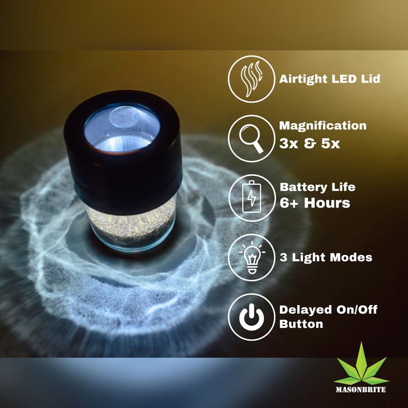 MasonBrite Stash Jar 8 Oz - Airtight Seal - Glass