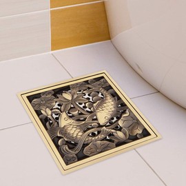 Drenaje de piso de latón antiguo de 10 cm, desagüe del piso de la ducha Rejilla del desagüe del desagüe del baño Rejilla, tapa del desagüe del piso, colador del desagüe de desechos(#4)