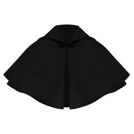 Cykxtees Cape Gothic Cloak Renaissance Clothing Victorian Women Men Short Capelet Medieval Lolita Steampunk Hooded Collar (Black)