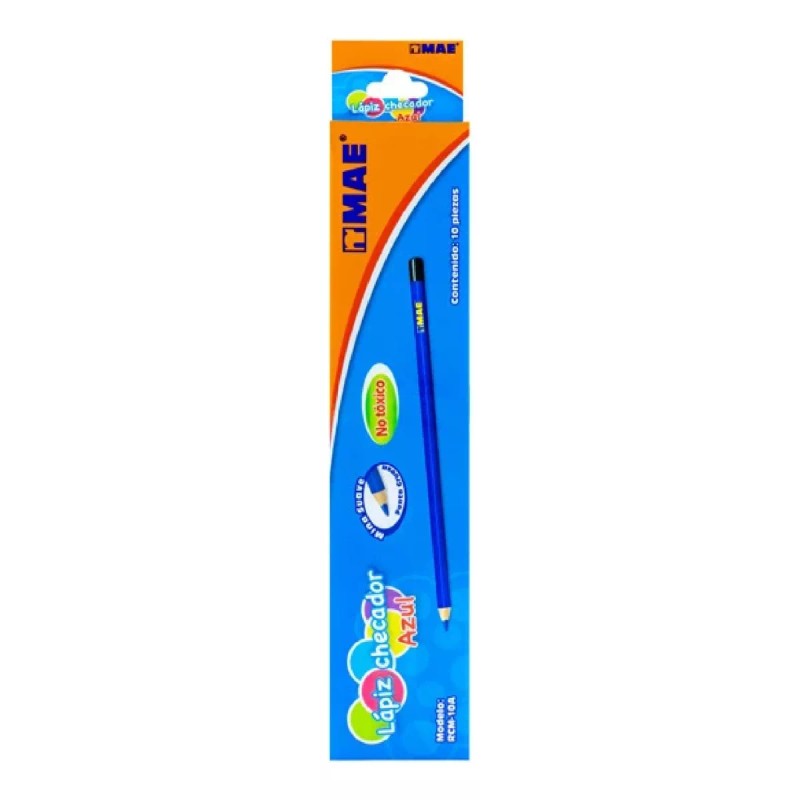 CHECADOR AZUL Lápiz Checador Color Azul 10 Pzs