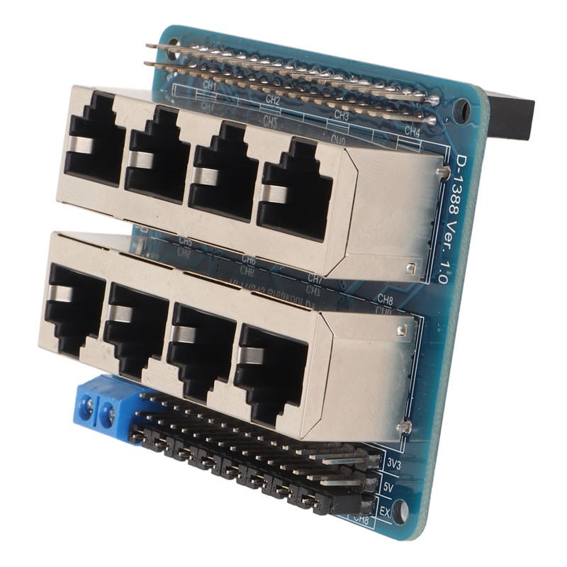 GPIO Breakout Board Professional 8 RJ45 Ports 40 Pin Power