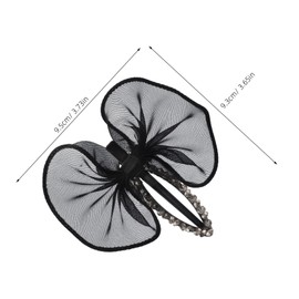 Ipetboom 2pcs Rhinestone Bow Hair Clips Black Tulle Duckbill Claw Clips for Women Sparkly Ponytail Holder Accessory for Weddings Parties and Everyday Wear