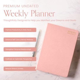 Mantra Planner 2024 Planner, Daily Journal & Gratitude Journal All-In-One with To Do List, Self Care Prompts & Habit Tracker - 7 x 10 - Pink