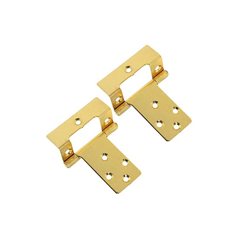 Merriway BH04894 (4 Pcs) Cranked Flush Hinge, Electro-Brassed 50mm x