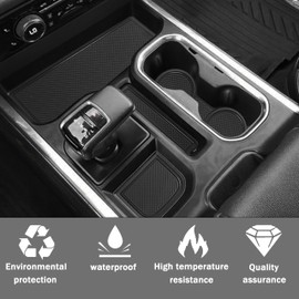 SENSHINE Center Console Shifter Liner for 2023-2025 Chevy Silverado/GMC Sierra 1500 & 2022 Refreshed 1500, Non Slip Anti Dust Cup Holder Insert Coaster Mats 6 Pcs Set (Black Trim)