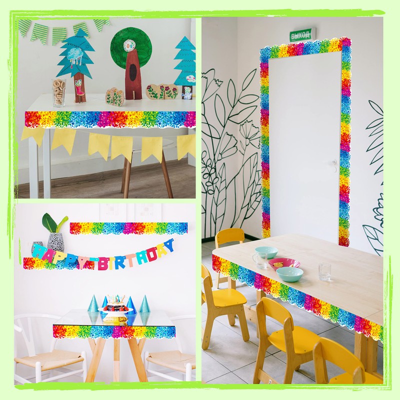 ERKE 60 Feet Bulletin Board Borders, Confetti Scalloped Rolled Border