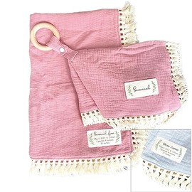 Birth Announcement Baby Keepsake Blanket (Blue)