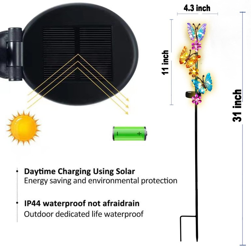 Solar Lights Outdoor Waterproof Garden Butterfly Light Decorative Solar Stake