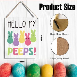 Easter Decorations Outdoor Easter Decor Easter Gifts for Women Men Easter Front Door Wall Home Decor Easter Decorations for Home Office Hello My Peeps Sign 8 X 10 Inch