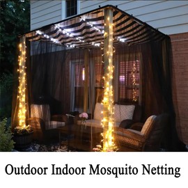 Draphelle Extra Wide Outdoor Curtains Waterproof Black Voile Mesh Screen Lightweight Privacy Mosquito Netting for Patio Porch Balcony Pergola Terrace, W125 x L98 inch per Panel, 2 Panels