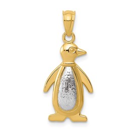 IceCarats 14K Solid Yellow White Gold Penguin Antarctica Polar Bird Necklace Chain Pendant Charm Only