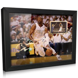 ORIMAMI Signed Basketball Dwyane Wade Poster Framed Photo Gift 8x6 Inches with 1x35mm Film Mini Cell Display,Gifts for Miami Heat Fans