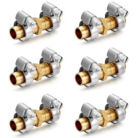 SIGURANTA Garden Hose Repair Connector, Solid Brass Hose Repair Kit, 1/2 Inch Garden Hose Repair Fittings (1/2"Barb-6 Set)