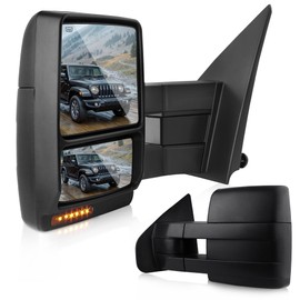 DWVO Towing Mirror fit 2007-2014 F150 Series Pickup Mirrors, Power Adjusted Heated Turn Signal Puddle Light Tow Mirrors (a Pair)