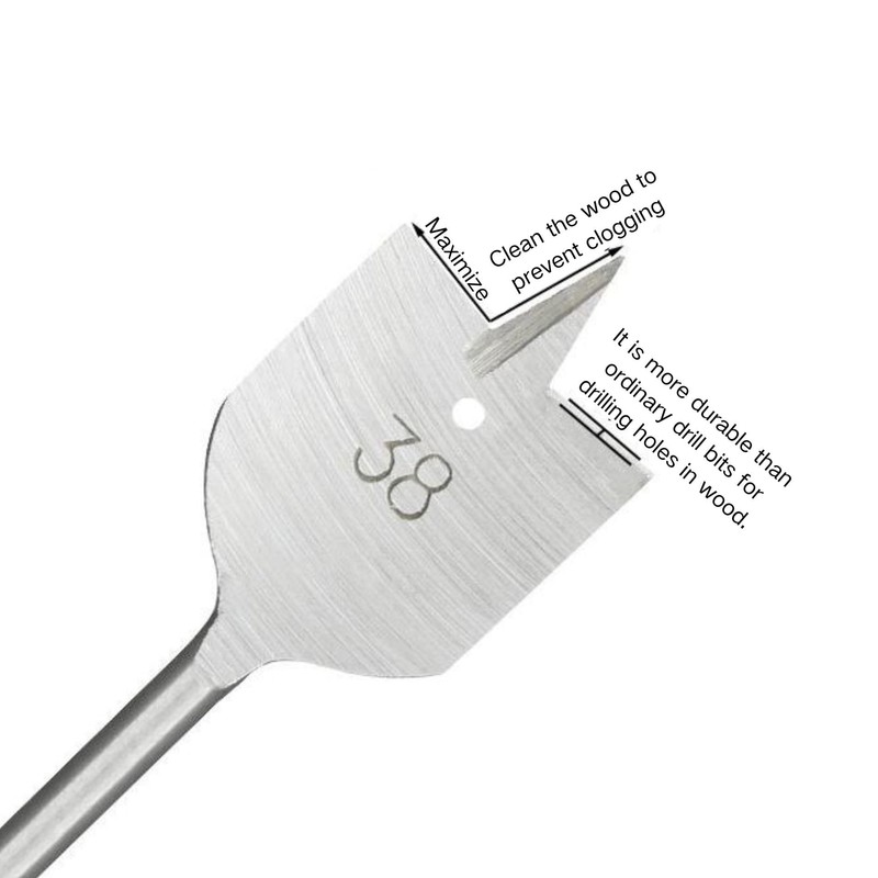 Fafeicy 2Pcs Flat Wood Drill Bit Set 38mm/1.5in, High Carbon