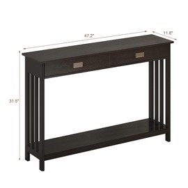ChooChoo Mission Long Entryway Table with Drawer, Narrow Console Sofa Table with Storage, for Entryway, Living Room and Hallway, 47 Black