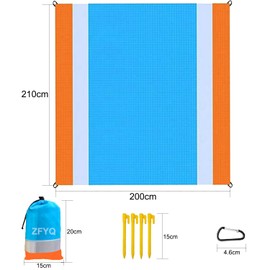 ZFYQ Picnic Blanket 200 x 210 cm Waterproof with 4 Pegs for Beach, Camping, Picnic and Outdoor Travel