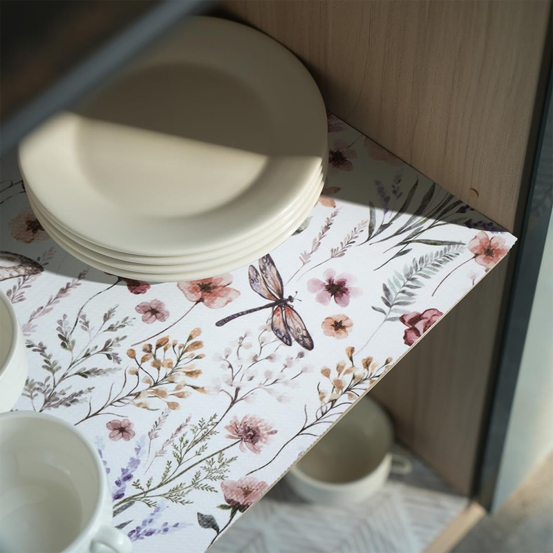 Floral Shelf and Drawer Liner for Kitchen Cabinets,12IN x 20FT