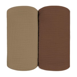 Breebleep Muslin Swaddle Blankets for Baby, Large 47 x 47 Inches 2 Pack Set - Soft Breathable Cotton Wrap Burping Clothes Receiving Newborn Swaddle Blanket for Girl and Boy Nursery, Coffee + Chocolate