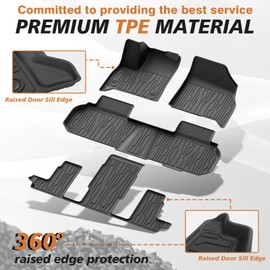 TripleAliners Floor Mats All Weather Compatible with 2024+ GMC Acadia/Chevy Traverse|2nd row captain's chairs/2025 Buick Enclave Accessories Full Set Floor Liners TPE Custom Fit Protector Car Mat 4-pc