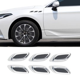 curboom 6pcs Car Fender Trim Decorative Intake Universal Auto Air Flow Bumper Side Vent Decal Scoop Hood Spolier Door Carbon Fiber ABS Chrome Silver Exterior Glossy Black Sticker for Most Cars…